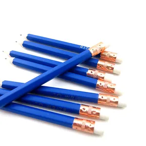 Factory price Custom wooden pencil Hotel Logo Blue 3.5" Mini Golf Pencil with Eraser