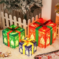 Coffret cadeau de Noël transfrontalier, ensemble de trois pièces, guirlandes lumineuses LED en forme de fleur, lumières décoratives colorées à piles, PVC