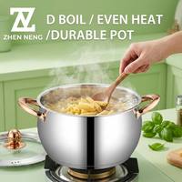 Ensemble de casseroles en acier inoxydable ZHEN NENG Classic 12 pièces, poêle à frire, couvercle en verre, poignée rose doré, compatible lave-vaisselle, compatible induction