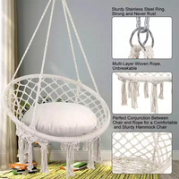 Hamac suspendu en macramé, supporte jusqu'à 330 lb, en corde de coton, convient pour une utilisation en intérieur et en extérieur