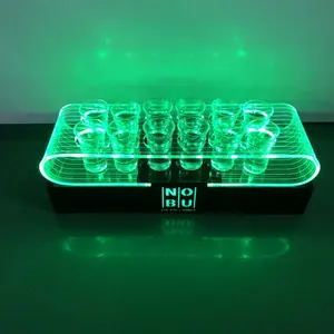 Renk değiştirme akrilik 12/24 delik kare LED atış cam tutucu LED cam eşya kokteyl tepsi şişe sunum için gece kulübü bar