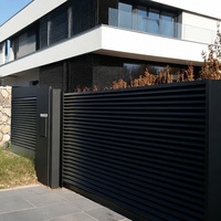 Clôture en alliage d'aluminium certifiée CE avec portail d'intimité, panneaux à lattes thermolaqués et traités thermiquement pour maison et jardin