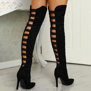 Tendance Mode : Bottes Hautes Sexy pour Femmes, Bottes Cuissardes à Demi-Zip Latéral, Grande Taille 43, Talon Fin et Haut, Bottines Longues - Product Image 5