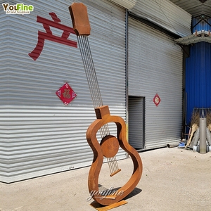 Escultura de guitarra de acero Corten de instrumentos musicales abstractos al aire libre de nuevo diseño - Product Image 6
