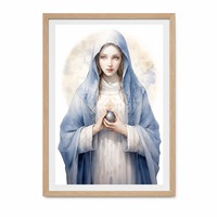 Peinture à l'huile religieuse moderne personnalisée, Vierge Marie bleue, Esprit Saint, flammes abstraites, art mural sur toile encadré, décoration pour la maison et l'église