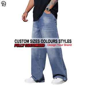 مخصص للرجال فضفاضة الساق واسعة الجينز السراويل أزياء الهيب هوب فضفاض خمر الجينز ملابس الشارع للرجال - Product Image 5