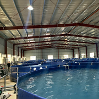 Sistema de Acuicultura de Recirculación RAS, Granja Interior de Alta Densidad para Peces y Camarones con Estanques de Lona y Unidad de Filtración de Agua