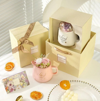 Mug LED fait main pour le Nouvel An, fleurs préservées, cadeau durable pour Thanksgiving, fête des mères, Saint-Valentin, remise de diplôme