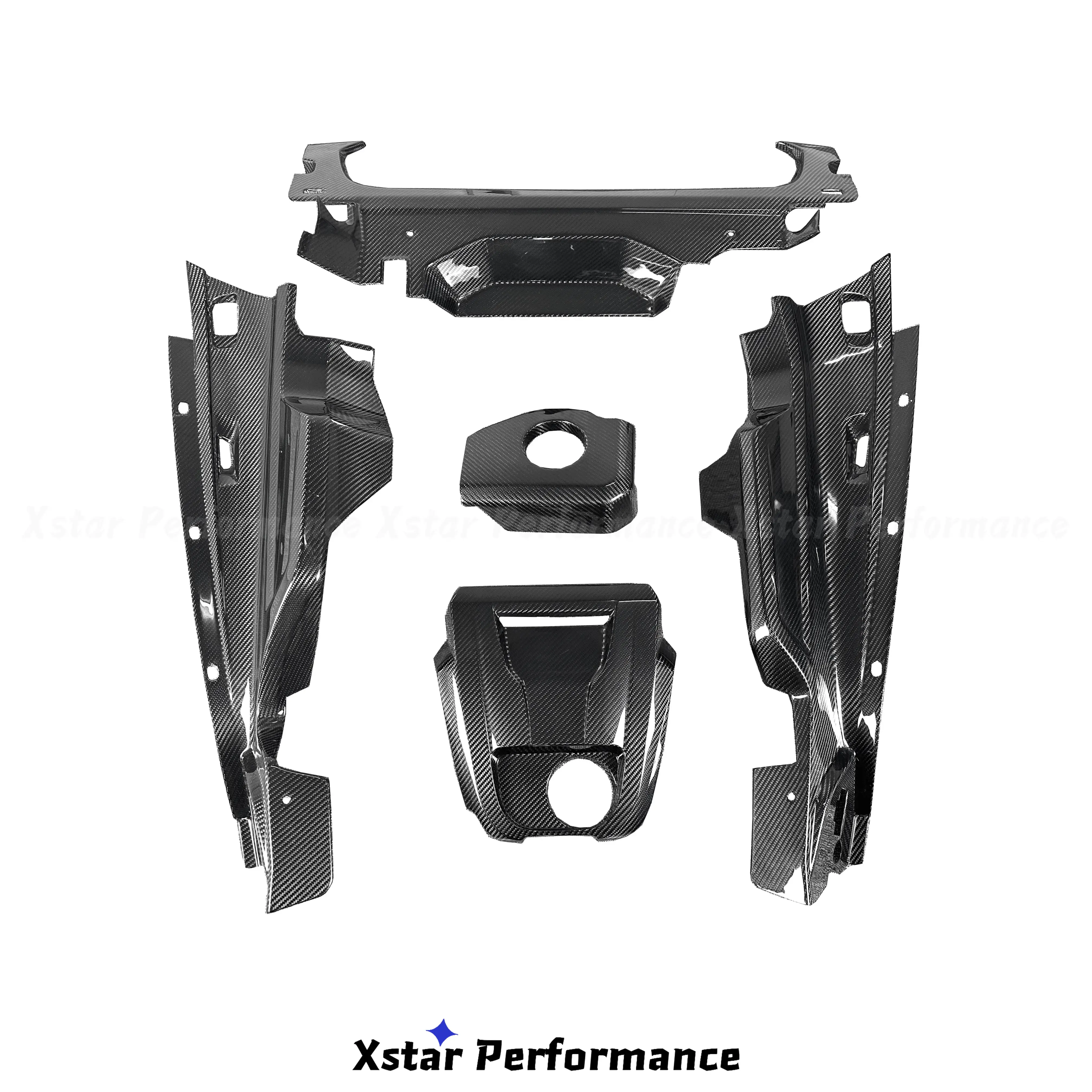 Dry Carbon Fiber Engine Cover Engine Bay Replacement 5 Pieces For Audi R8 4S 2015-2023