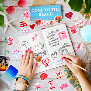 50 Pezzi <span class=keywords><strong>Adesivi</strong></span> Kawaii a Forma di Cuore Rosa, Decorazioni per San Valentino e Matrimoni, Decalcomanie Impermeabili in Vinile per Diari, Laptop, Buste e Regali - Product Image 3