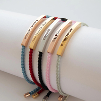 Pulsera de Cuerda Trenzada Personalizable con Grabado Láser, Logotipo y Texto, Hecha a Mano, Colorida, para la Amistad, Venta al por Mayor