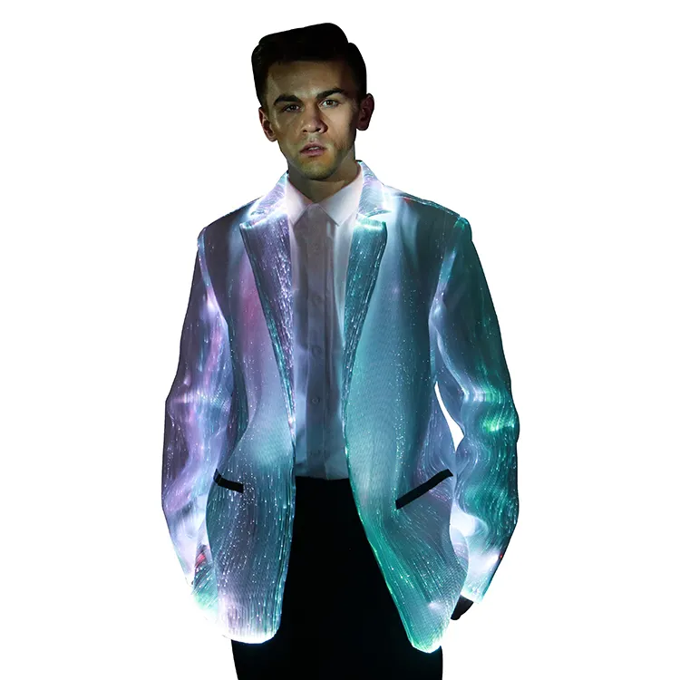 Luminous Wedding Tuxedos Light Up Prom Tuxedos LED Blazer Groom Suits Fiber Optic Cloth