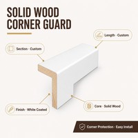 Protection d'angle intérieure et extérieure en bois massif, moulure de plinthe blanche enduite, taille personnalisée pour la protection des murs