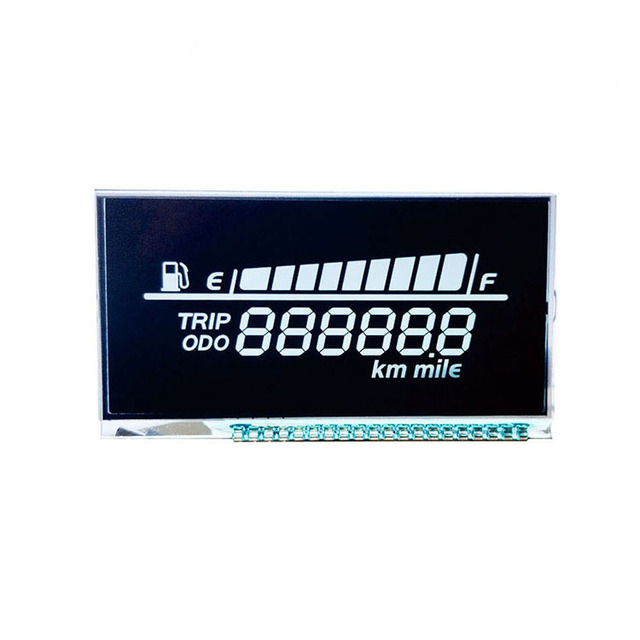 VA Black Background Segment LCD Screen for Motorbike Dashboard, ODO TRIP Mileage Fuel Level Indicator LCD Module