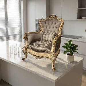 Royal Inspired Convertible Modular Sectional Living Room <b>Sofa</b> Set with Teak <b>Wood</b> <b>Frame</b> Fabric Cover Sponge Cushions - Product Image 2