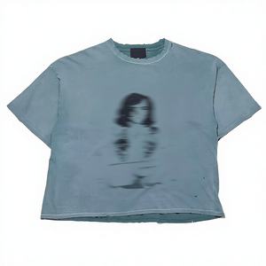 T-shirt graphique vintage délavé pour streetwear personnalisé, en coton tricoté 260g, coupe ample, effet délavé au soleil, délavé à l'acide, épaules tombantes - Product Image 4