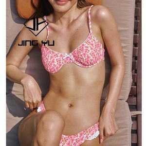 OEM Professional <b>Swimwear</b> Hawaiian Floral Ruffle Bikini <b>Beachwear</b> Custom Recycled Nylon Bathing Suits - Product Image 2