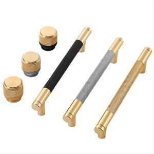 <strong>Modern</strong> Grooved-texture Matte Gold Aluminum Alloy <strong>Drawer</strong> Handles and Cabinet <strong>Knobs</strong>. - Product Image 2