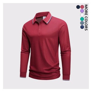 เสื้อโปโลผู้ชายผ้าถักน้ำหนักปานกลาง 200 กรัม แบบกำหนดเอง รับผลิตแบบ OEM ODM เสื้อยืดแขนยาวมีปก แบรนด์ส่วนตัว - Product Image 6