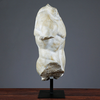 Sculpture de torse vintage antique en résine avec base en métal