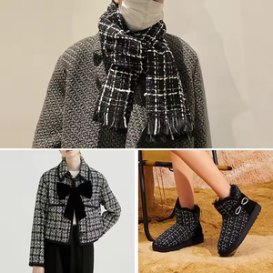 2025 Chất Lượng Cao 100% <span class=keywords><strong>Polyester</strong></span> <span class=keywords><strong>Chenille</strong></span> Boucle Tweed Plaids Vải Với Long Lanh Cho Phù Hợp Với Khăn Giày - Product Image 3