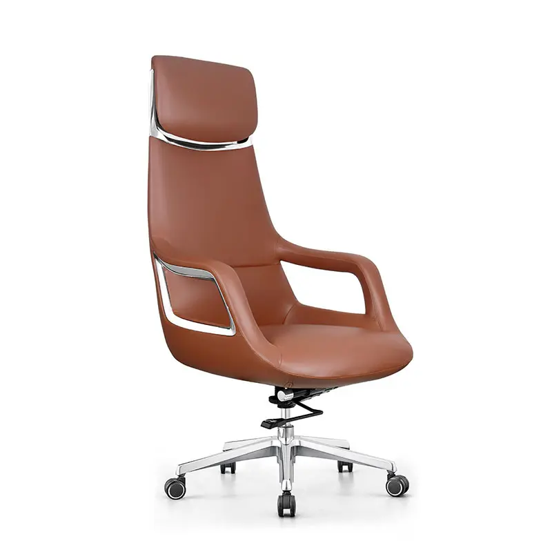 Silla de oficina reclinable de lujo moderna giratoria ergonómica para ordenador CEO Boss Manager Silla de cuero Mecánica Eléctrica genuina