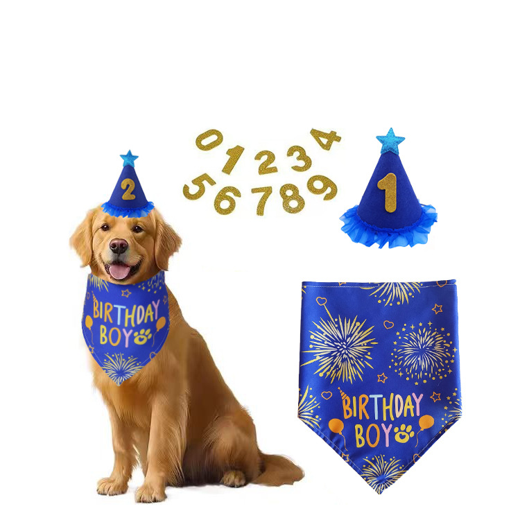 Bleu (chapeau étoile + bandana + numéro doré)