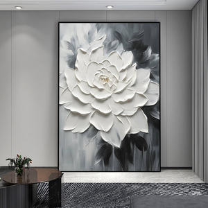 100% tay sơn vải kết cấu hoa màu đen và trắng hiện đại trừu tượng tường nghệ thuật Acrylic tác phẩm nghệ thuật làm bằng tay - Product Image 2