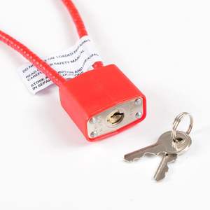 Candado de Seguridad de Acero Recubierto de Plástico de Buena Calidad, Color Rojo/Negro, 8.5 Pulgadas, 215 mm, con Cable - Product Image 3