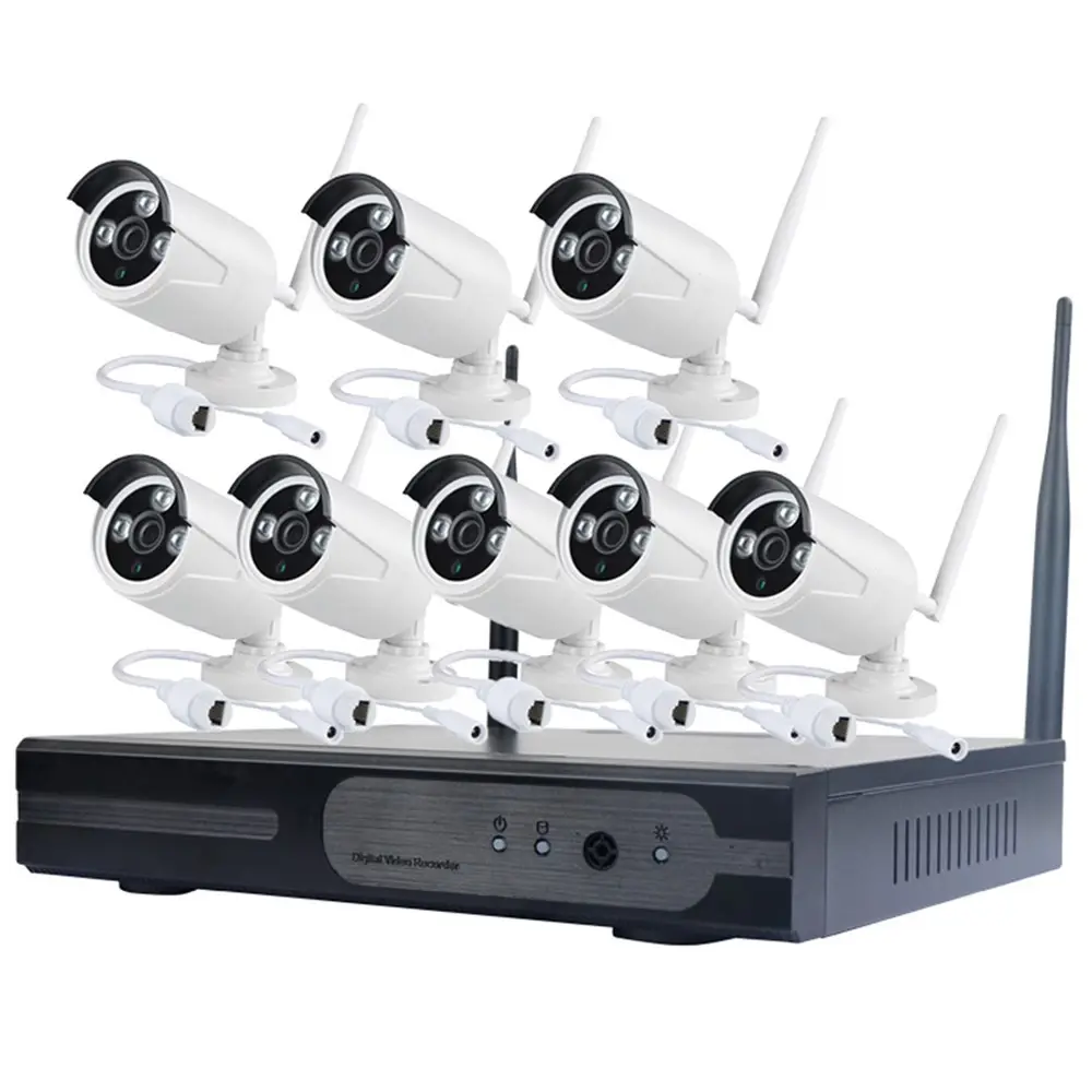 Kit de câmera IP HD 3MP 8CH.Camera de visão noturna sem fio, sistema de câmera CCTV para uso externo, conjunto completo de alarme por e-mail com detecção de movimento