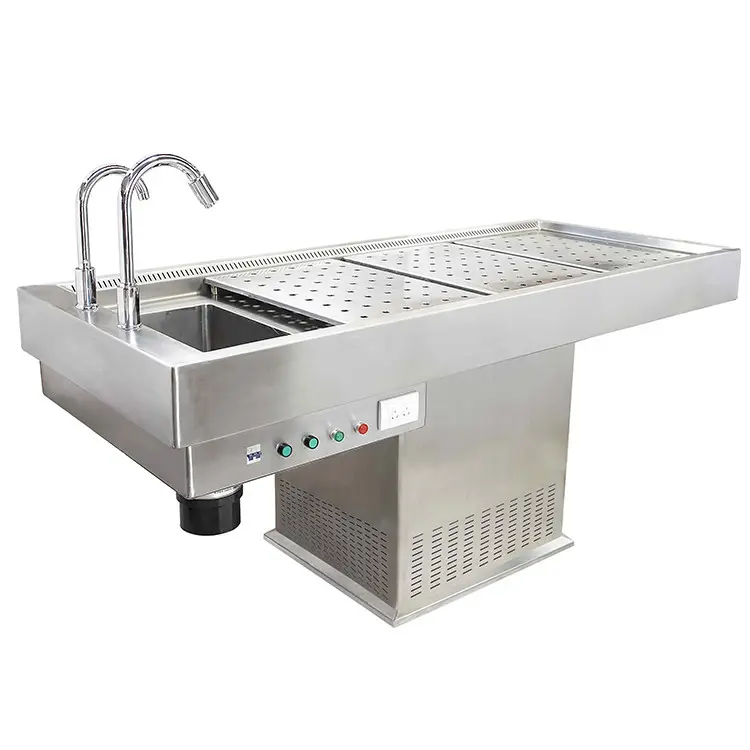 Postmortem Corpse Washing Dissection Stainless Steel Hydraulic Autopsy Table