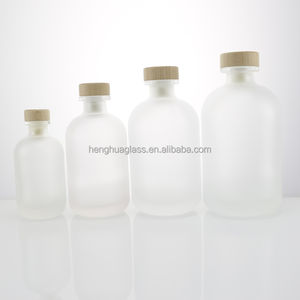 Personalizado de alta calidad 100mL 250ml 375ml 500ml Frosted Clear Round Beverage <span class=keywords><strong>Gin</strong></span> Whisky Vodka Spirits Licor Botellas de vidrio con corcho - Product Image 1