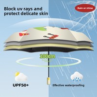 Parapluie rétractable automatique pour enfants, motif licorne spatiale, double usage, protection contre la pluie et le soleil, protection UV UPF50+