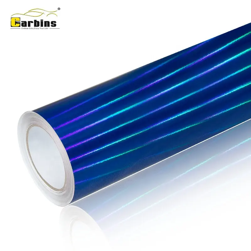 Carbins เลเซอร์คุณภาพสูง Blue Chrome รถสติกเกอร์ไวนิล Holographic Rainbow ฟอยล์สำหรับฟิล์มห่อ