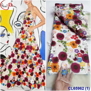 Tela <span class=keywords><strong>de</strong></span> encaje <span class=keywords><strong>de</strong></span> lujo para vestido <span class=keywords><strong>de</strong></span> noche y graduación, bordado <span class=keywords><strong>de</strong></span> flores rts 3d, con <span class=keywords><strong>volantes</strong></span>, en negro y gris, lsami, último diseño - Product Image 3