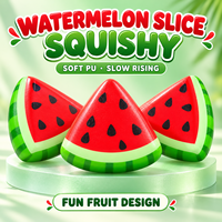 Jouet Squishy en PU en forme de tranche de pastèque à remontée lente, jouet anti-stress doux en forme de fruit, boîte de présentation de 12 pièces pour la vente en gros