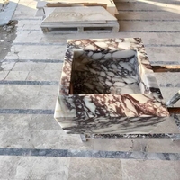 Calacatta Évier en Marbre Vanité de Salle de Bain en Marbre Personnalisée Lavabo en Pierre Naturelle Lavabo de Salle de Bain en Marbre