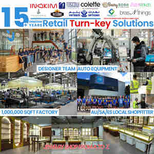 Hiện đại sang trọng kính hiển thị trường hợp kim loại đồ trang sức Showcase LED ánh sáng chất lượng cao bằng gỗ truy cập cho cửa hàng bán lẻ trung tâm mua sắm - Product Image 2