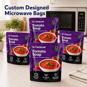 Bolsa de PP Monomaterial Impresa Personalizada para Sopa de Tomate, Reciclable, Libre de Aluminio, Apta para Microondas, Lista para Comer - Product Image 1