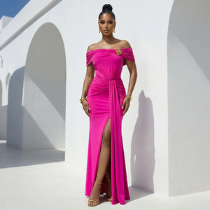 Nuovo Abito <span class=keywords><strong>da</strong></span> <span class=keywords><strong>Sera</strong></span> per Donna: Sensuale Vestito Monospalla con Spacco Alto in Tinta Unita, Abito Formale Estivo a Maniche Corte per Donne - Product Image 1
