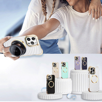 Coque arrière de téléphone portable antichute et antidérapante à ondulations larges, avec chargement sans fil, électroplaquée, en acier inoxydable, magnétique et antichoc
