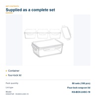 Boîte de préparation de repas de 24 oz avec couvercle à quatre verrous