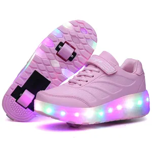 Ylllu ילדים LED רולר סקייט נעליים עם גלגלים כפולים USB תשלום אור עד רולר נעלי ספורט עבור בנות בני Nsasy SDSPEED 7 צבעים