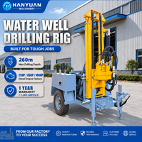 Foreuse de puits d'eau remorquable 260m avec mât pliable machine de forage de puits d'eau diesel 74kW pour alimentation rurale