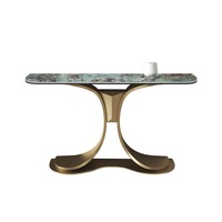 Armoire d'entrée simple moderne Table console murale en marbre de luxe italien Nouvelle table console en acier inoxydable Chinoiserie
