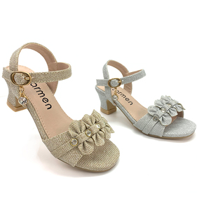 Sandali open toe per bambini con tacchi bassi e fiori sandali estivi per <span class=keywords><strong>bambina</strong></span> vestono <span class=keywords><strong>scarpe</strong></span> per incontri - Product Image 4
