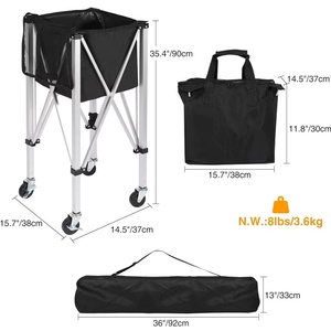 Panier à balles de <span class=keywords><strong>tennis</strong></span> et de pickleball léger et portable, chariot à balles de <span class=keywords><strong>tennis</strong></span> pliable en aluminium pour l'entraînement des entraîneurs - Product Image 2