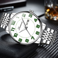 Montre numérique pour homme à grand cadran, montre à quartz, bracelet solide, montre-bracelet pour homme âgé, bracelet en acier, double calendrier chinois et anglais