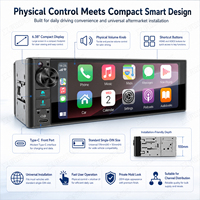 Radio para Auto Flysonic FYDZ de 6.38 Pulgadas con Pantalla Táctil, 1 Din, CarPlay y Android Auto Inalámbricos, Mirror Link/USB/BT/FM, Universal