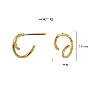 Geometric Pendant Earrings Gold Titanium Steel Studs For Women Gift Occasion - Product Image 5